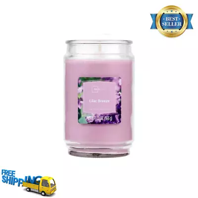 Lilac Breeze Scented Large Glass Candle Jar Single-Wick Blended Wax 20 Oz. • $9.99