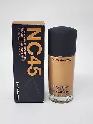 New Authentic MAC Cosmetics Studio Fix Fluid SPF 15 Foundation NC45 • $35.10