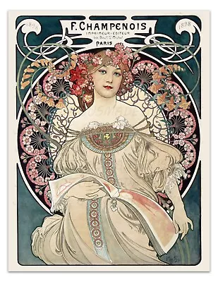 F Champenois Imprimeur Editeur 1897 By ALPHONSE MUCHA Unframed Premium Art Print • $17.99