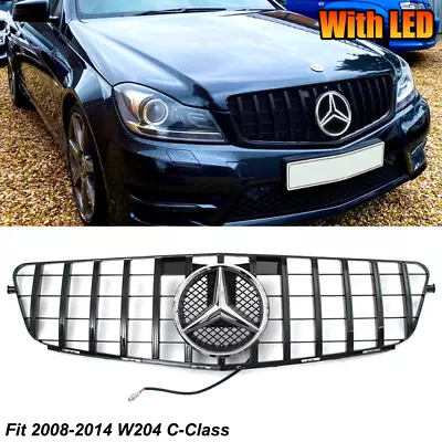 LED Black GTR Front Grille Grill For Mercedes W204 Benz C180 C200 C350 2008-2014 • $85.16