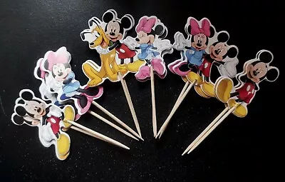 12 X Mickey / Minnie Mouse Cake Picks Cupcake Toppers Birthday Party Decoration  • £3.79