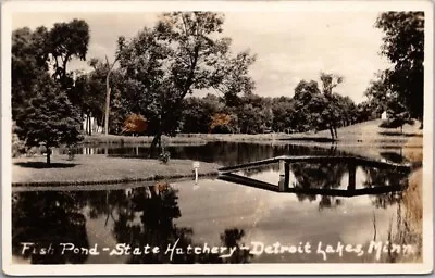 DETROIT LAKES Minnesota RPPC Photo Postcard  Fish Pond - State Hatchery  C1930s • $5.88