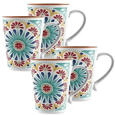 Purely Home Rio Medallion Melamine Outdoor Camping/BBQ/Garden Mugs X 4 • £22.39