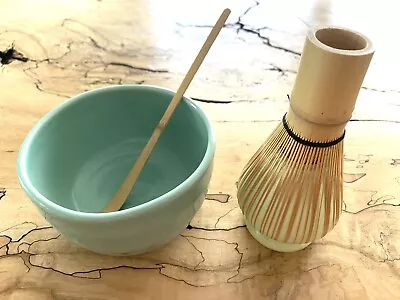 Ceramic Matcha Tea Set - Bowl Matcha Whisk Holder And Tea Scoop • $10