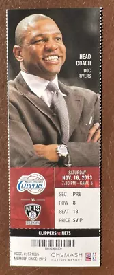 Los Angeles Clippers 11/16/2013 NBA Ticket Stub Vs Brooklyn Nets • $5.95