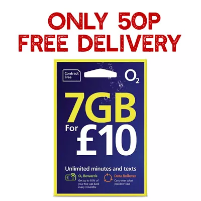 O2 Pay As You Go SIM Card Free Delivery 2G/3G/4G/5G 02 O2 New Sealed Pack PAYG • £0.99