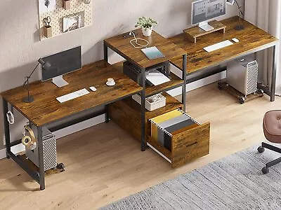 Home Office Desk Computer Desk With File Drawer Double Person Long Office Desk  • $229.99