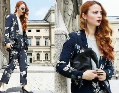 Worn Once ZARA Floral Print Blazer Jacket XS 8/10 Bloggers Fav! • $37.32