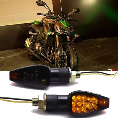 Pair E-Mark Motorcycle LED Turn Signal Indicator Lights For Kawasaki Z1000 Z900 • £13.02