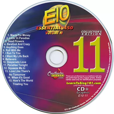 CHARTBUSTER ESSENTIAL KARAOKE CD+G CBE-10 Disc-11 Miranda LambertRandy Houser • $9.99