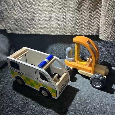 £20 • Buy Large Wooden Pintoy John Crane Ambulance And Plan Toys Vehicle Bundle