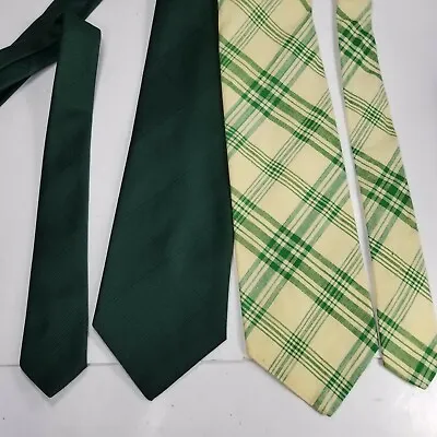 Vintage Gano Guild Union Made Green Men's Ties Lot Of 2  • $17.99