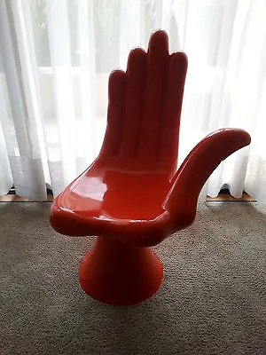 Mexican Pedro Friedeberg Orange Fiberglass  Hand Chair Pedestal Base • $11500