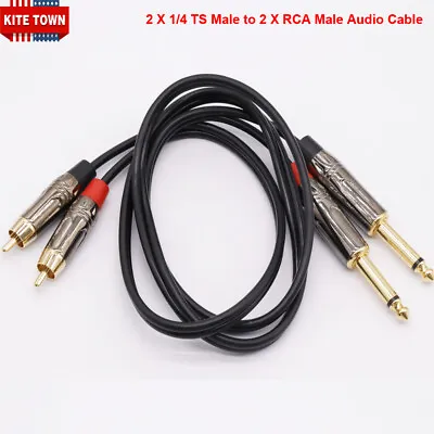 2x 1/4 TS Male To 2x RCA Male / Phono Hi-Fi Stereo Audio Interconnected Cable • $13.49