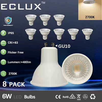 6W GU10 LED Globe Bulb Light Spotlight Warm White Lamp DownLight 2700K 8-20PCS  • $20.99