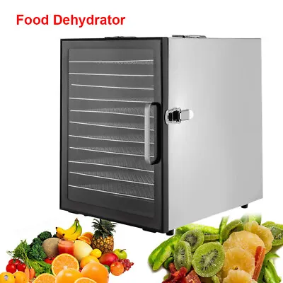 $194 • Buy Commercial Food Dehydrator 12 Tray Stainless Steel Fruit Meat Jerky Dryer Timer