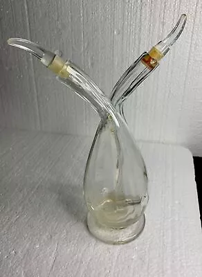 French Vintage Oil & Vinegar Cruet. Double Spout Glass Decanter Made In France • $15.88