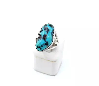 TQ443 Rick Werito Native American Navajo Ajax Turquoise Sterling Size 6 Ring 9g • $145