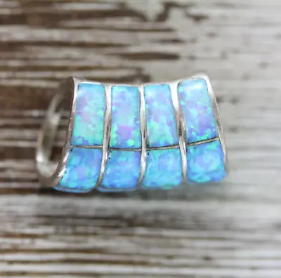 Vintage Opal Inlay Sterling Silver 925 Pendant Southwest Retro Lab-created • $22.40