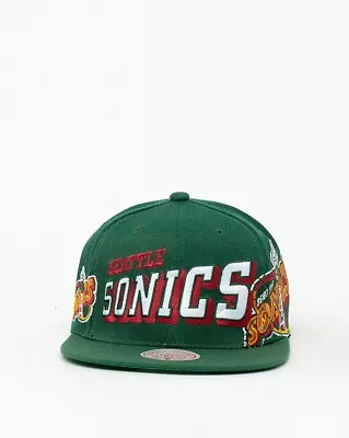 Seattle Supersonics Mitchell And Ness Logo Text Shawn Kemp NBA Snapback • $34.99