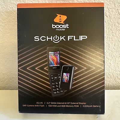 Boost Mobile Schok Flip QualityOne 8GB Prepaid Phone Black Brand New B18 • $29.99