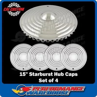 $154.81 • Buy 15 Inch Chrome Starburst Ripple Hubcaps Wheel Covers Set Of 4