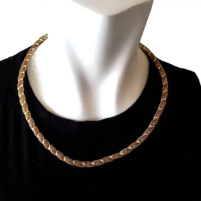 NEW Vintage Gold Plate Over Sterling Silver Wire Mesh Tube Necklace • $47.99