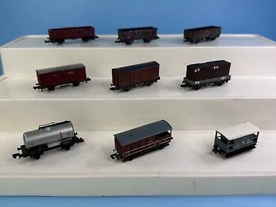 N GAUGE 9 X Assorted Wagons Peco/Lima/Roco/Graham Farish • £3