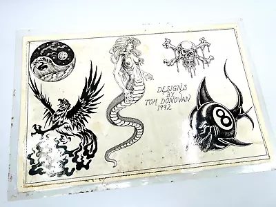 Vtg Tattoo Shop Flash #7 1990s 90s Tom Donovan Eight Ball Mermaid Skull Ying Yan • $99.99