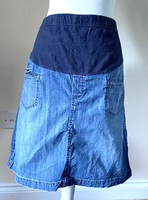 Women's Denim Skirt Maternity Large Y2K 90s 00s Short 12-14 • £8.50