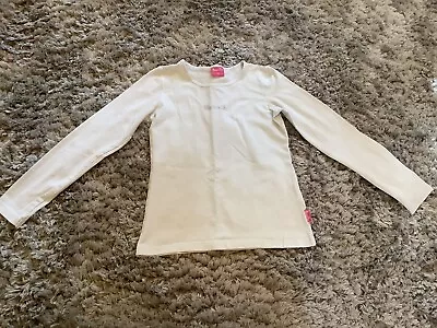 Girls Pampolina White Long Sleeve T-Shirt Silver Sparkly Logo Age 10 Years • £3.99