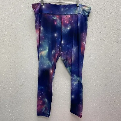 Zone Pro Leggings Womens Plus Size 3X Galaxy Blue Pink Stars Athleisure Stretch • $9.99