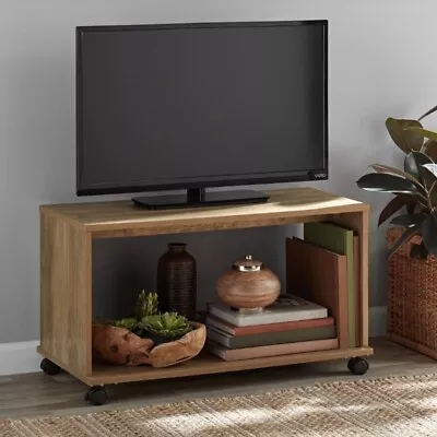 Rolling/Mobile TV Cart With Wheels For Flatscreen TVs Up To 32  Oak Finish • $39.34