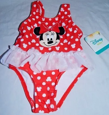 Girls Swimsuit Minnie Mouse Disney Baby Size 3/6 9 12 Months 1 Pc Bathing Suit • $14.82