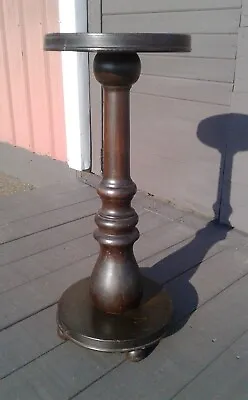 Antique Primitive Round Column Plant Stand Or Candle Stand Dark Finish 1920s • $75