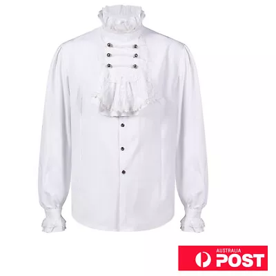 Men's Ruffled Shirt Medieval Steampunk Victorian Top Inner Layer Gothic Weddings • $31.52