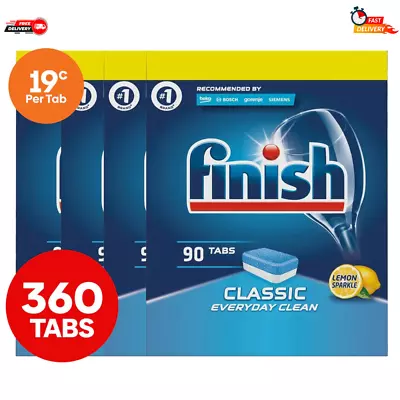 4 X 90pk Finish Powerball Classic Dishwasher Tabs Lemon Sparkle Bulk Packs AUS - • $88.99