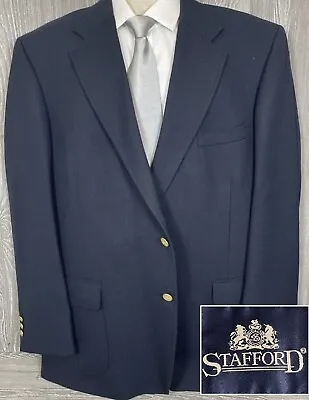 Stafford Blazer Sport Coat Two Button Sports Jacket 48L /XL Navy Blue (t15) • $50