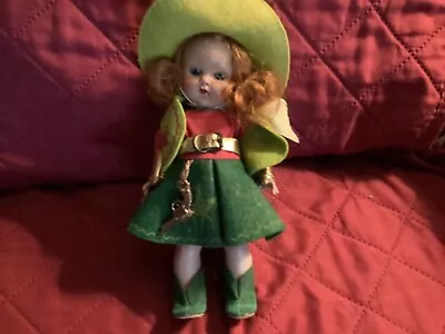 Vintage 1950s Redhead Ginny Vogue 8   Doll Cowgirl  Yellow Hat Paper Tag • $150