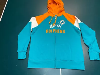 Miami Dolphins NFL Women’s Majestic Full Zip Hoodie Jacket Size Large • $24.99