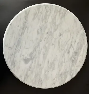 Marble Table Top Round 15  Carrara Italy White Gray Veins Beveled End Side Table • $135