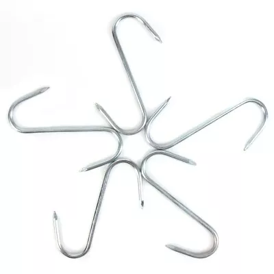 5x POINTED STEEL S HOOKS Hanging Plated Kitchen Butchers Meat Greenhouse Tools • £5.17