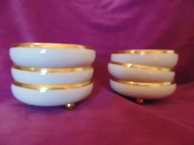 6 Pc Antique Royal Austria Nut Candy Bowl Set White Porcelain Gold Band Footed • $49.95