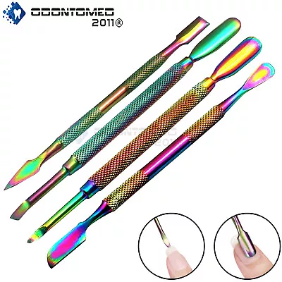 4 Stainless Double Sided Cuticle Pusher Dead Skin Removal Product Manicure Multi • $9.70