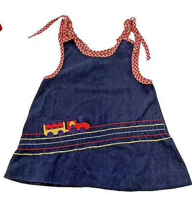 Vintage Peaches N Cream Girls Soft Denim Jumper Dress Sleeveless 2T Toddler • $19.76