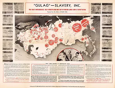 1947 Map Communism Cold War Gulag Slavery Labor Camps Russia Soviet Union Poster • $37.95