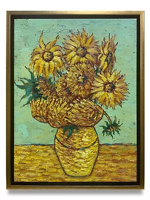 NY Art- Van Gogh Style Flower Pot Original Oil Painting On Canvas 12x16 Framed • $179