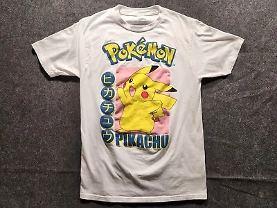 POKEMON Shirt Mens Medium Pikachu White T Shirt Nintendo Japanese • $12.99