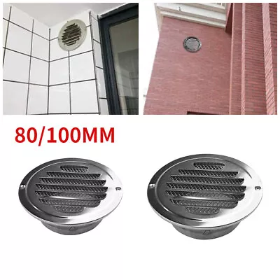 Circle Air Vent Grill Cover Round Ducting Ventilation Fly Net Wall Ø 80 100mm UK • £6.50