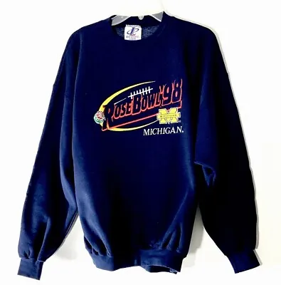 1998 Rose Bowl Football Michigan Wolverines Sweatshirt By Logo Athletic Size Lg • $49